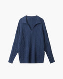 פולו V ארוך - סריג נשים