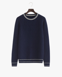 סוודר צווארון פס לגבר