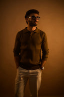 סריג ריב עם צווארון פולו