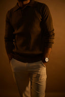 סריג ריב עם צווארון פולו