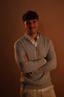 סריג Cable Knit חצי רוכסן – אפור