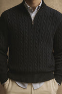סריג Cable Knit חצי רוכסן