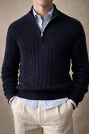 סריג Cable Knit חצי רוכסן